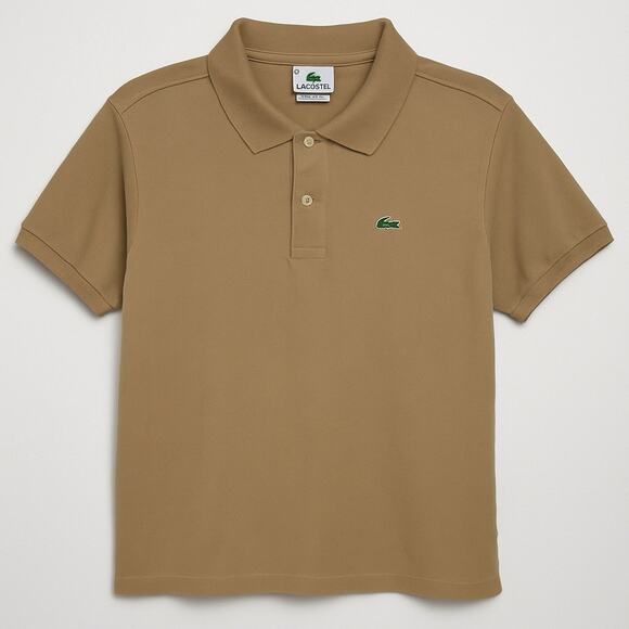 Lacoste Mens Polo Shirt Sz 6 Large Tan Cotton Crocodile Logo Golf Tennis Preppy - Picture 1 of 10
